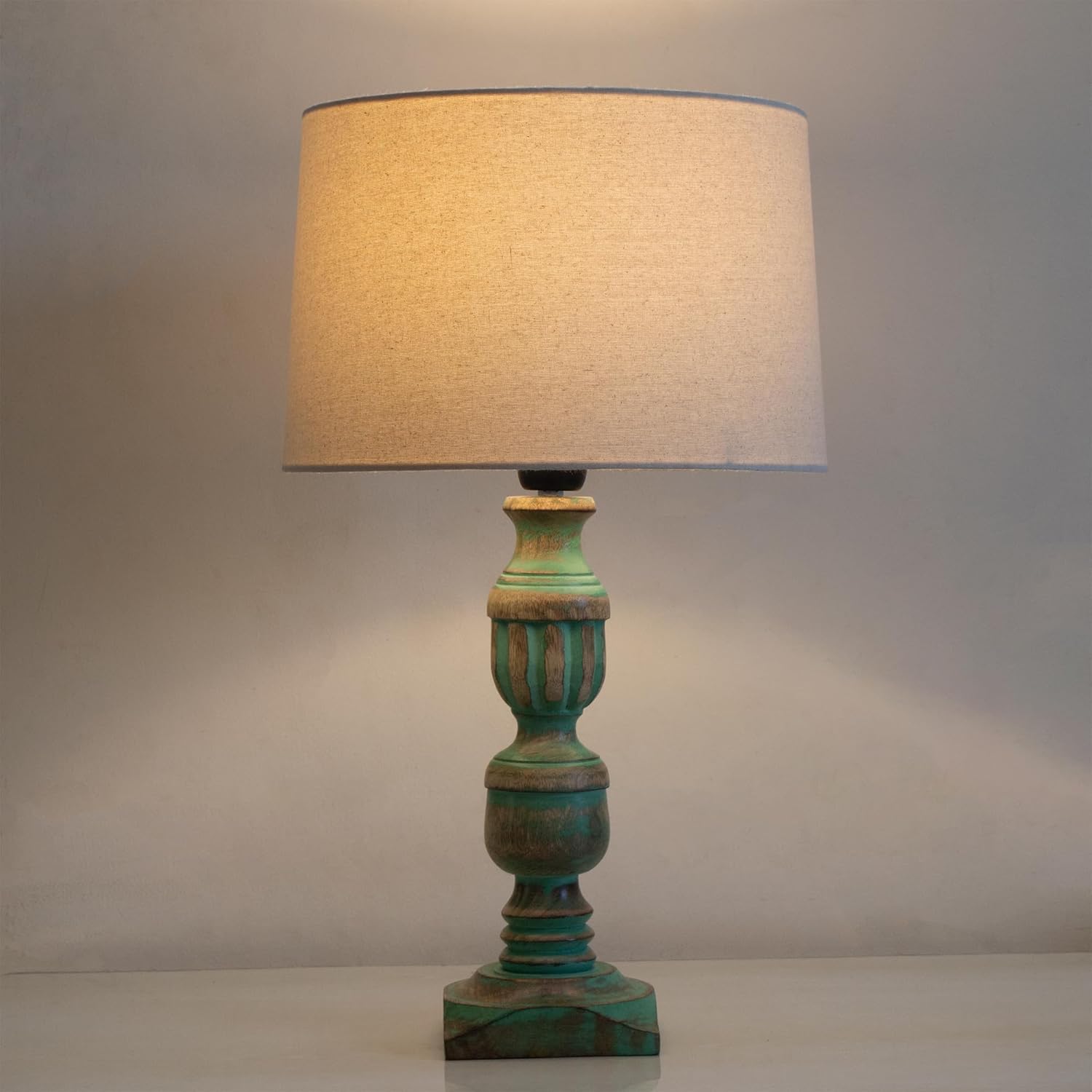 Decorcity Wooden Table Lamp, Night Lamp for Bedroom, Home Decor Items for Living Room, Light Bedside Lamp, Room Decor (Rustic Trophy Beige)