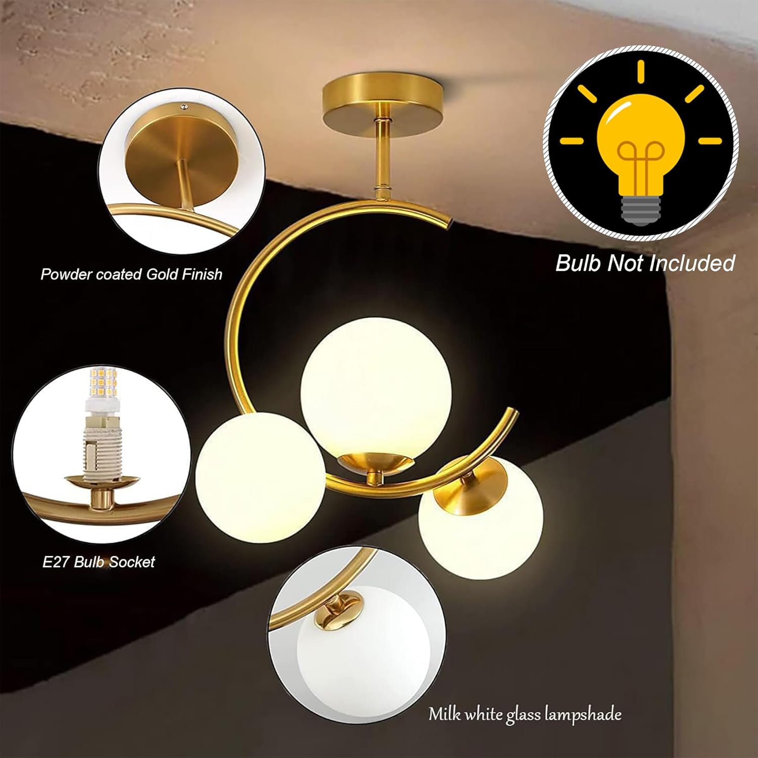 Modern Mini Chandelier Lamp, Crystal Ceiling Light, Semi-Flush Mount Corridor Lights Lamp for Bedroom White