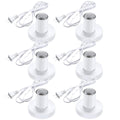 Polished Metal Desktop Lamp Base E26 E27 Screw Light Bulb Holder Base Light Sockets Base Light Bulb Base Lamp Replacement Base for Holding Bulb, 6 Feet Cord White Set of 6
