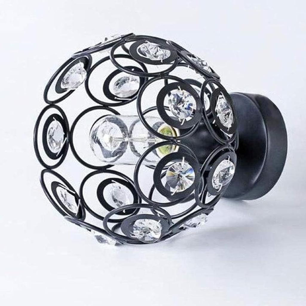 Crystal Semi Table Lamps, Mood Lighting, Black, Crystal Night Light Stylish Bedside Lamp, Unique Decorative Desk Lamp for Living Room, Bedroom