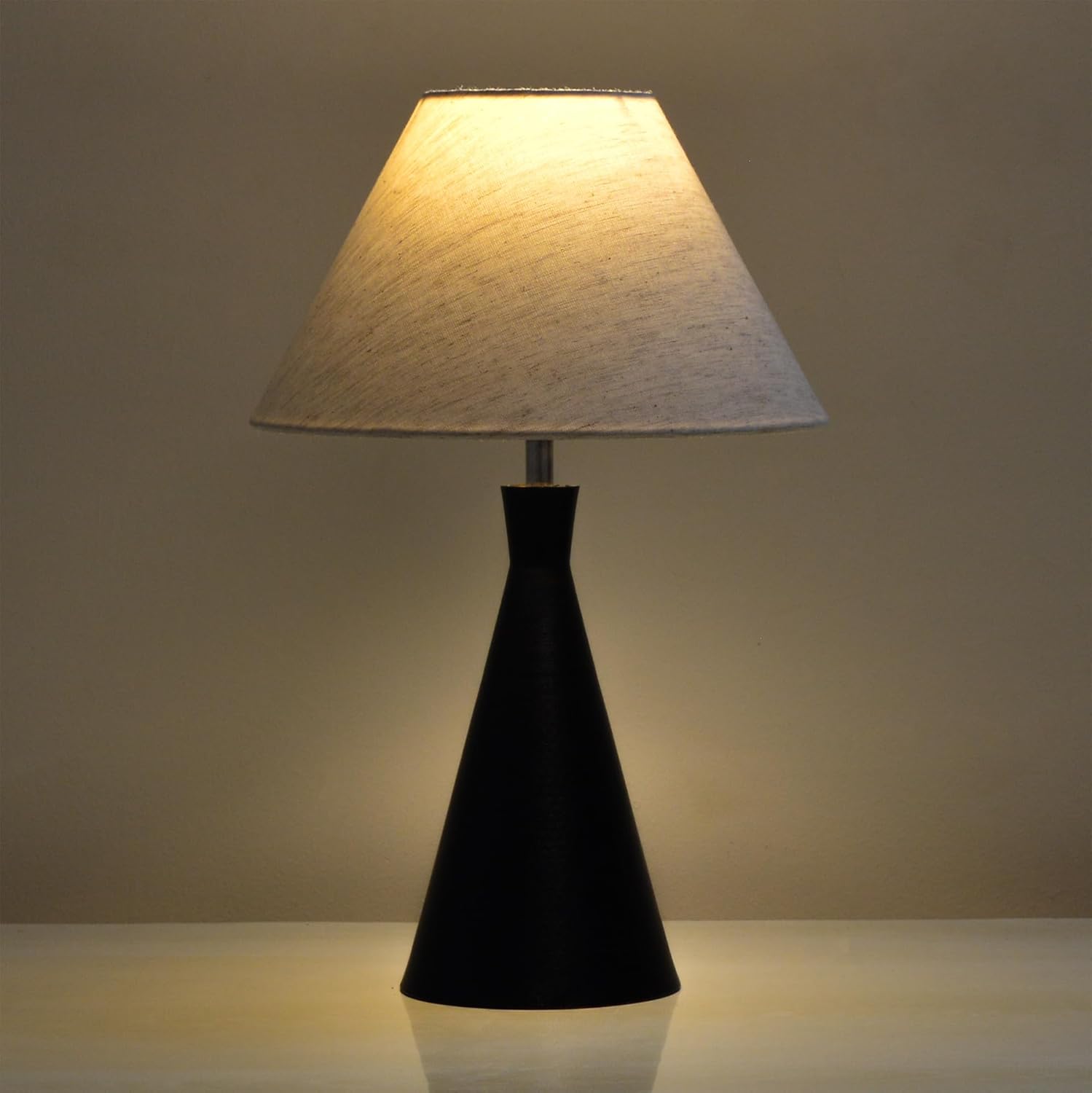 Black Metal Cone Table Lamp with ShadeTable Lamp for Home Decoration | 'Intriguingly Goth' Handcrafted Table Lamp for Living Room Bedroom, Entertainment Room, Office, Kitchen, Dining Khadi