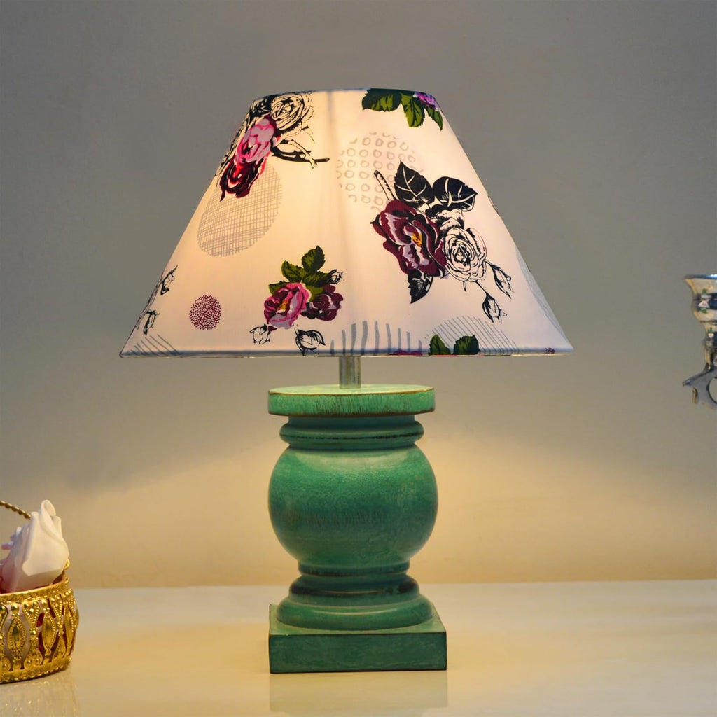 Antique Algae French Trophy Table Lamp for Bedroom Living Room Simple Retro Wood Grain Farmhouse Bedside Lamp Suitable for Nightstand Children's Room or University Dormitory Rose