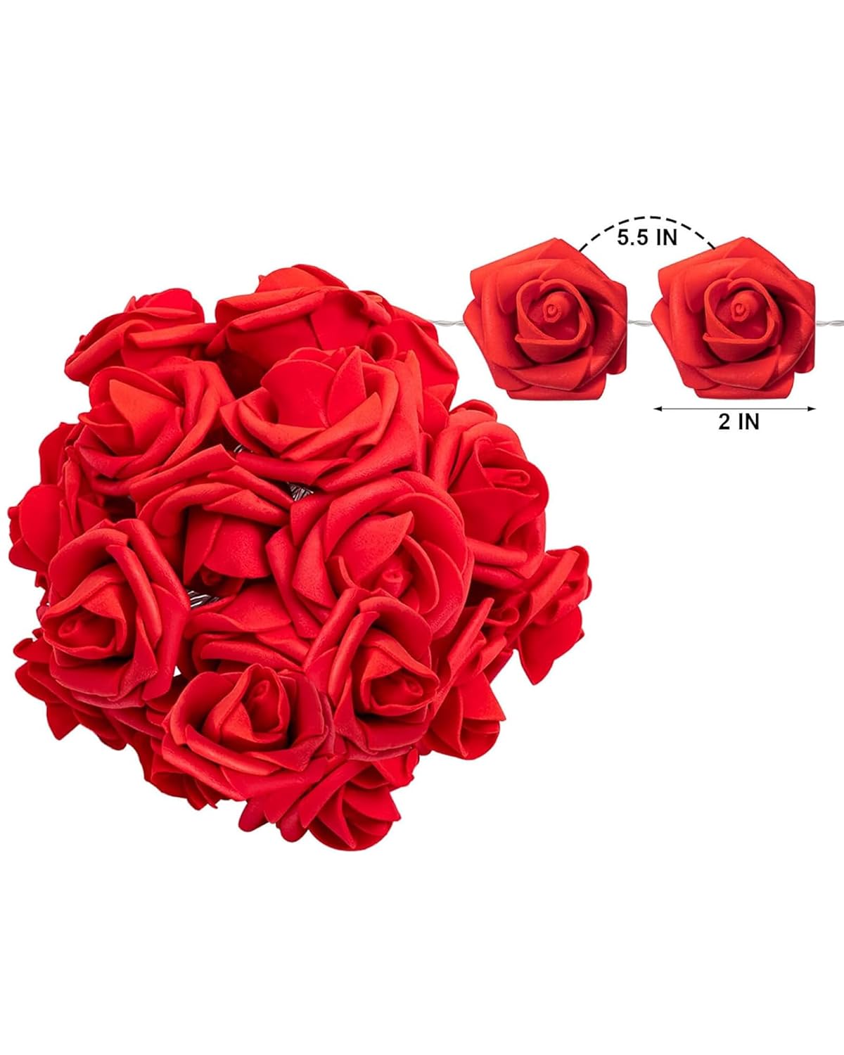 Rose Flower String Lights, 14 LED Electric Operated Romantic Rose Lights, 13Ft Artificial Flowers Garland Led Lights for Valentine's Day Wedding Indoor Outdoor Festival Party Decor Red