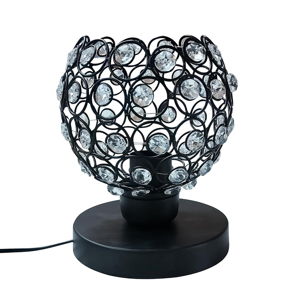 Crystal Semi Table Lamps, Mood Lighting, Black, Crystal Night Light Stylish Bedside Lamp, Unique Decorative Desk Lamp for Living Room, Bedroom