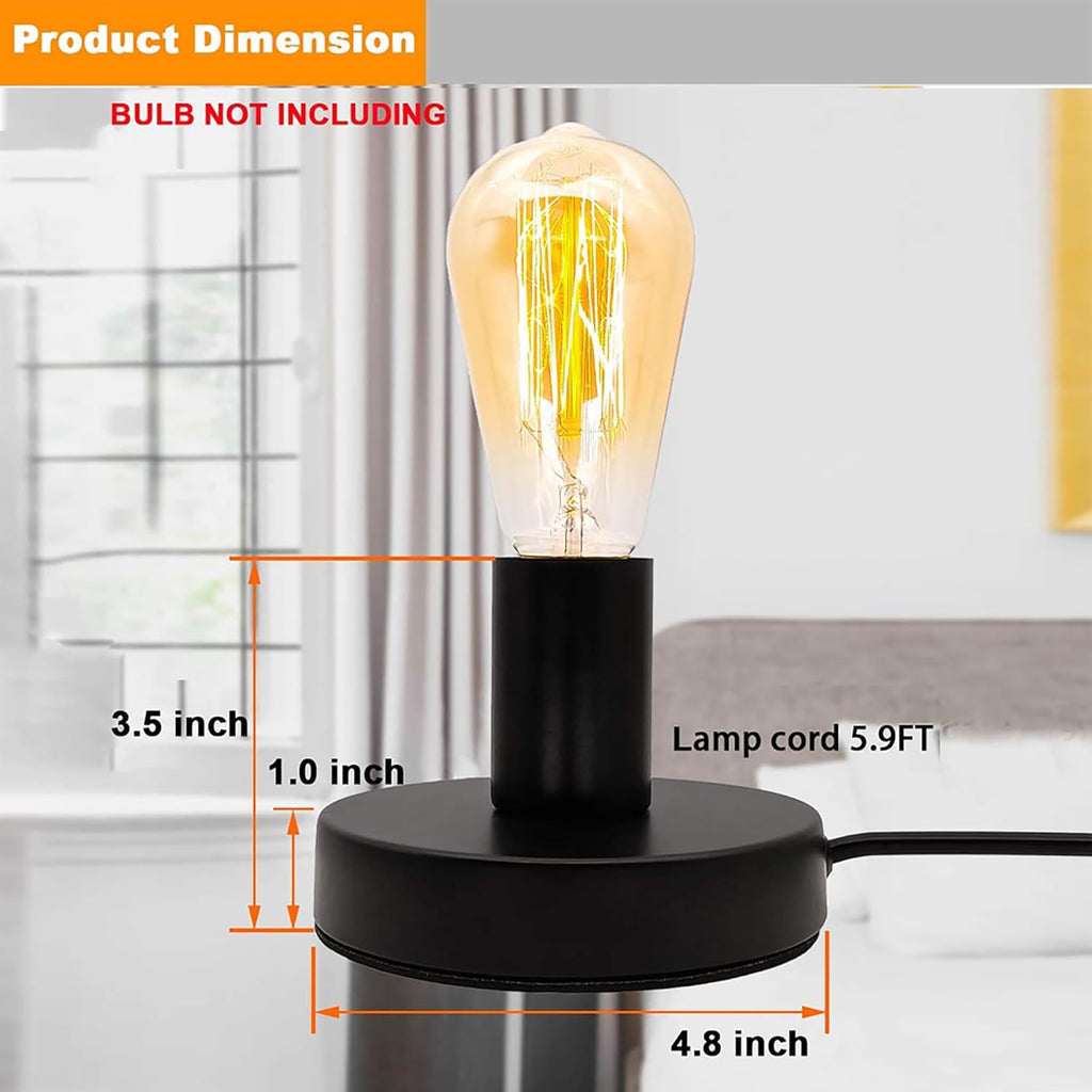 Polished Metal Desktop Lamp Base E26 E27 Screw Light Bulb Holder Base Light Sockets Base Light Bulb Base Lamp Replacement Base for Holding Bulb, 6 Feet Cord Black Set of 6