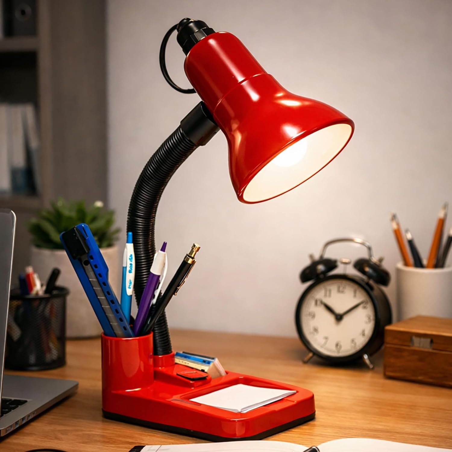 Stylish Red Adjustable LED Table Lamp For Home/Office/Study (Bulb Not Included