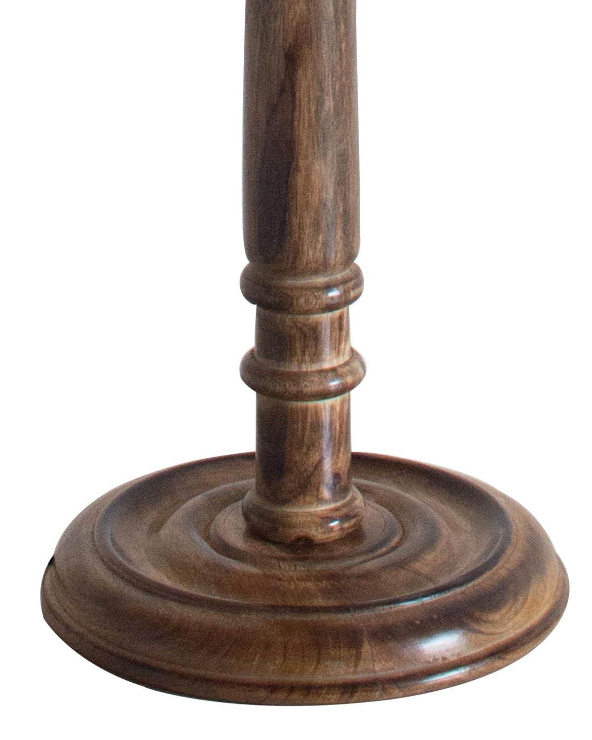 Rustic Walnut Brown Wood Floor Lamp with Multicolor Fabric Shade Antique Style Bedside, Living Room, Bedroom, Corner, Light Décor (Candlestick Palm Leaf)