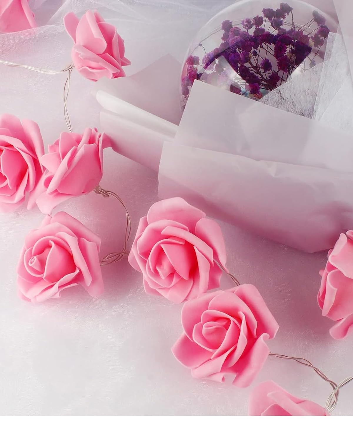 Rose Flower String Lights, 14 LED Electric Operated Romantic Rose Lights, 13Ft Artificial Flowers Garland Led Lights for Valentine's Day Wedding Indoor Outdoor Festival Party Decor Rani