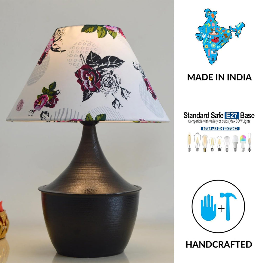 Iron Black Drip Table Lamp with ShadeTable Lamp for Home Decoration | 'Intriguingly Goth' Handcrafted Table Lamp for Living Room Bedroom Rose