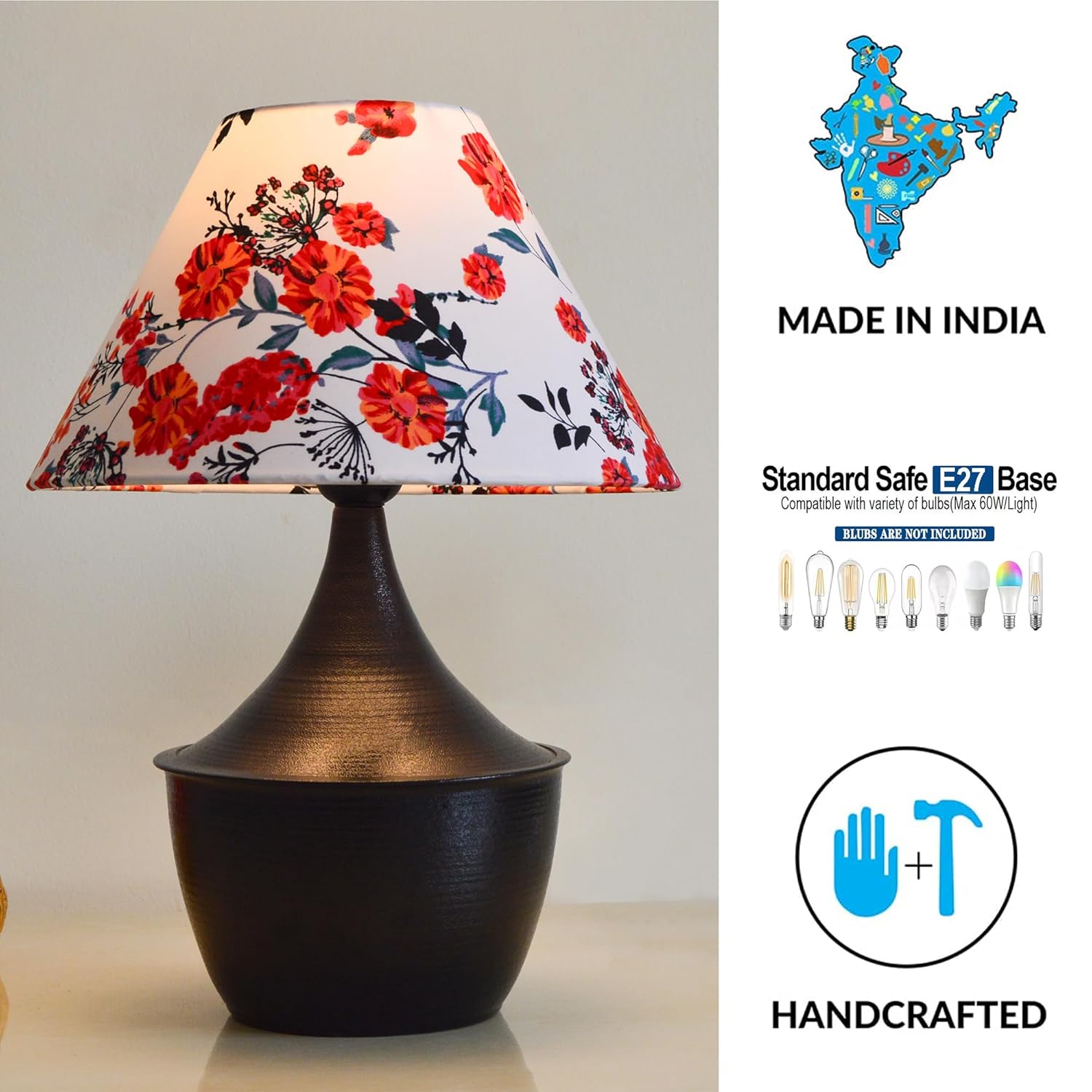 Iron Black Drip Table Lamp with ShadeTable Lamp for Home Decoration | 'Intriguingly Goth' Handcrafted Table Lamp for Living Room Bedroom Marigold