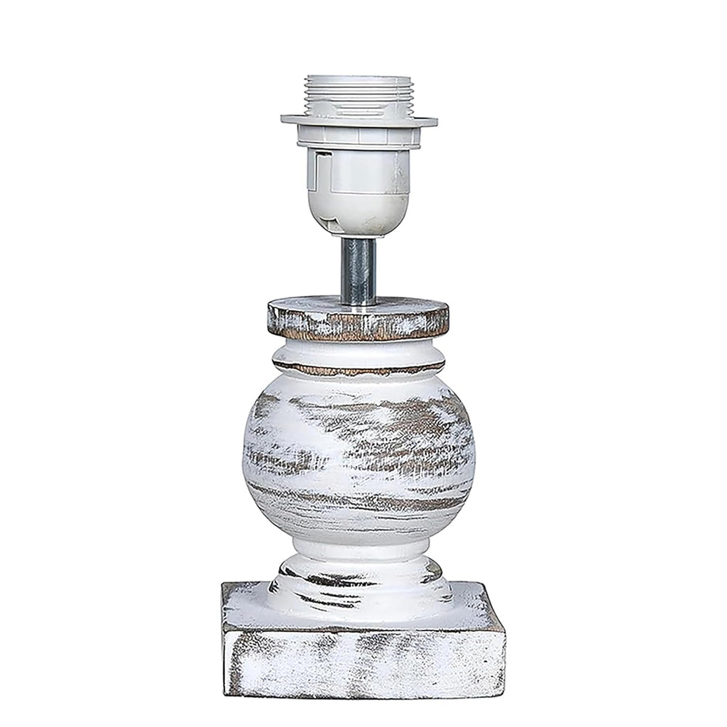 Antique White French Trophy Table Lamp for Bedroom Living Room Simple Retro Wood Grain Farmhouse Bedside Lamp Suitable for Nightstand Children's Room or University Dormitory Jute