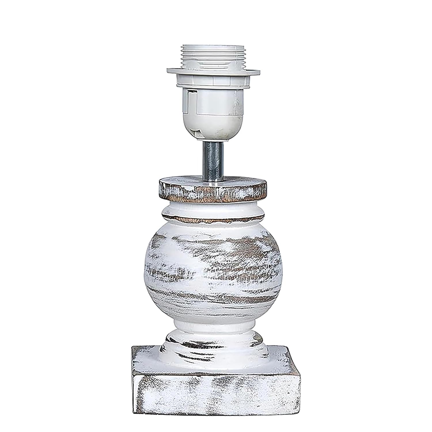 Antique White French Trophy Table Lamp for Bedroom Living Room Simple Retro Wood Grain Farmhouse Bedside Lamp Suitable for Nightstand Children's Room or University Dormitory Jute