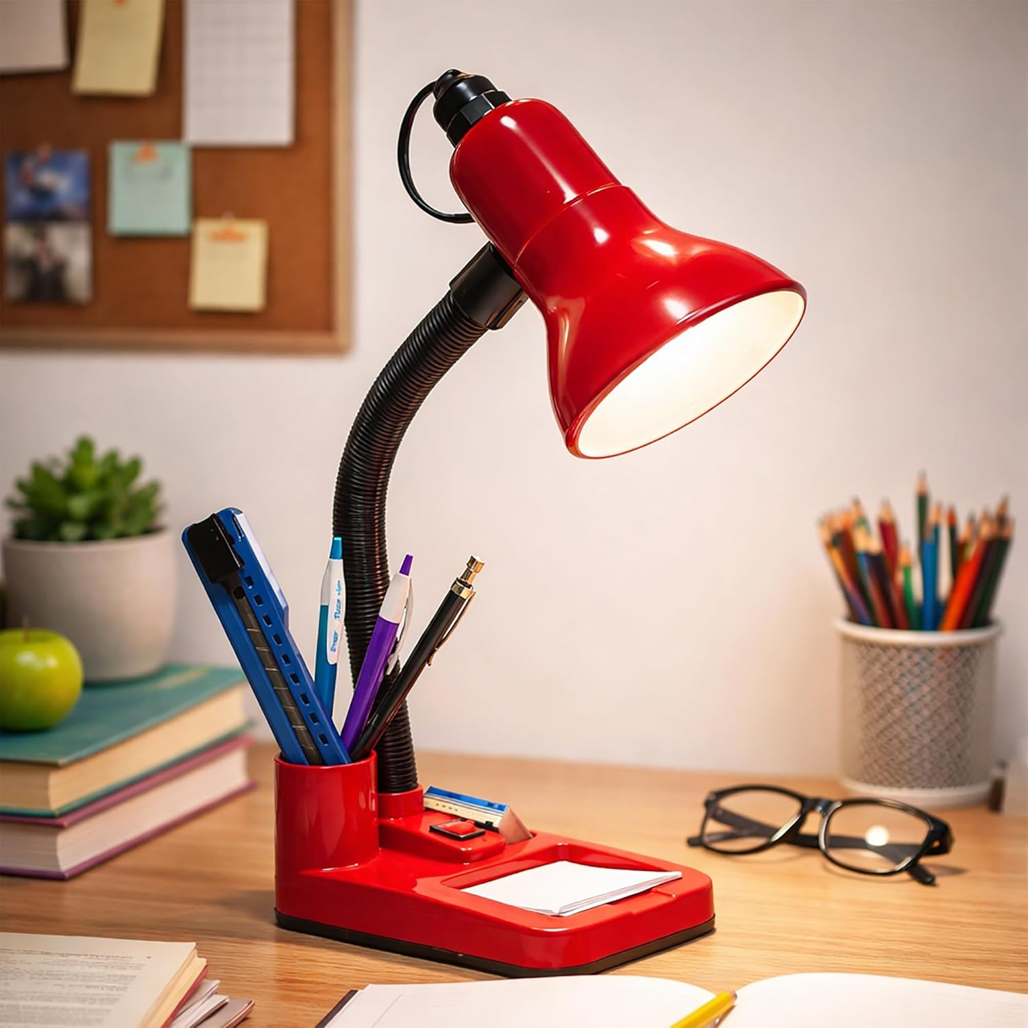 Stylish Red Adjustable LED Table Lamp For Home/Office/Study (Bulb Not Included