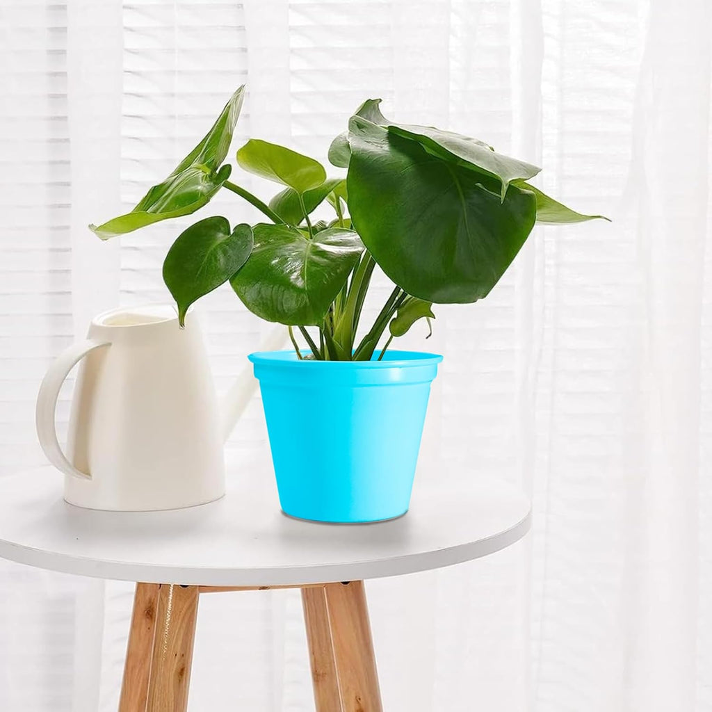 5 & 4 Inch Metal Planter Pots for Indoor Plants - Sturdy & Mordern Cylinder Plant Pot Sky Blue Plants Not Included