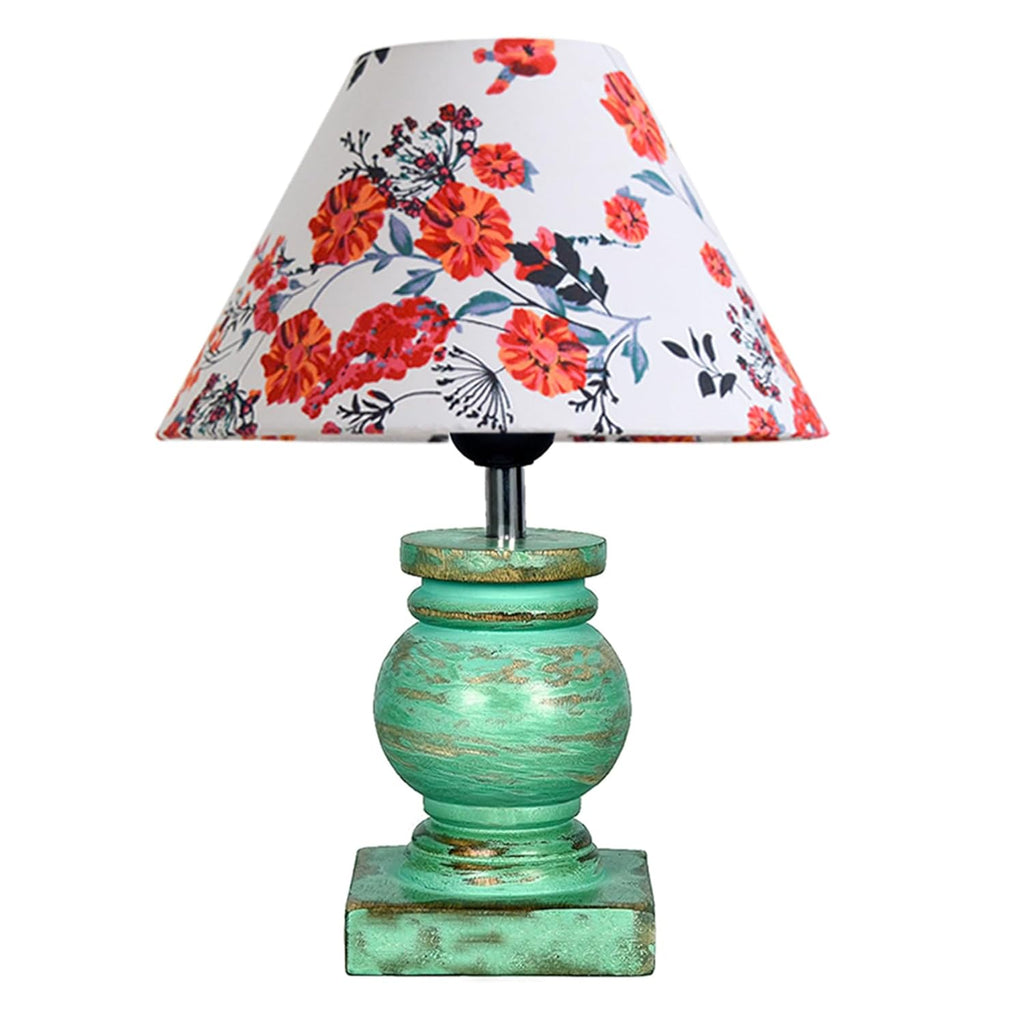 Antique Algae French Trophy Table Lamp for Bedroom Living Room Simple Retro Wood Grain Farmhouse Bedside Lamp Suitable for Nightstand Children's Room or University Dormitory Marigold