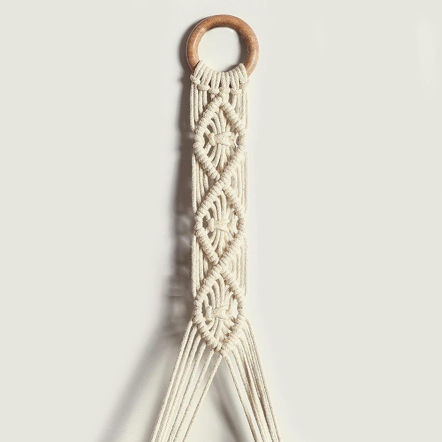 Macrame Wooden Wall Hanging Shelves Macrame Hanging Plant Shelf with Tassel,Boho Storage Floating Shelves Handmade Rustic Hanger Planter Rack Pot Stand Holder Beads Tassel