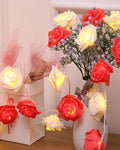Rose Flower String Lights, 14 LED Electric Operated Romantic Rose Lights, 13Ft Artificial Flowers Garland Led Lights for Valentine's Day Wedding Indoor Outdoor Festival Party Decor Red White