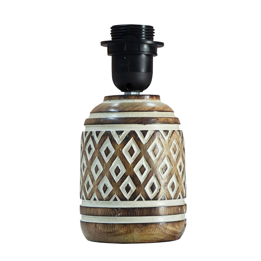 Antique Carved Cylinder Wood Table Lamp with Linen Wooden Nightstand Lamp Kids Table Lamp for Bedroom Kids Bedside Cartoon Nursery Lamp Lampshade for Girls Boys Living Room Blue