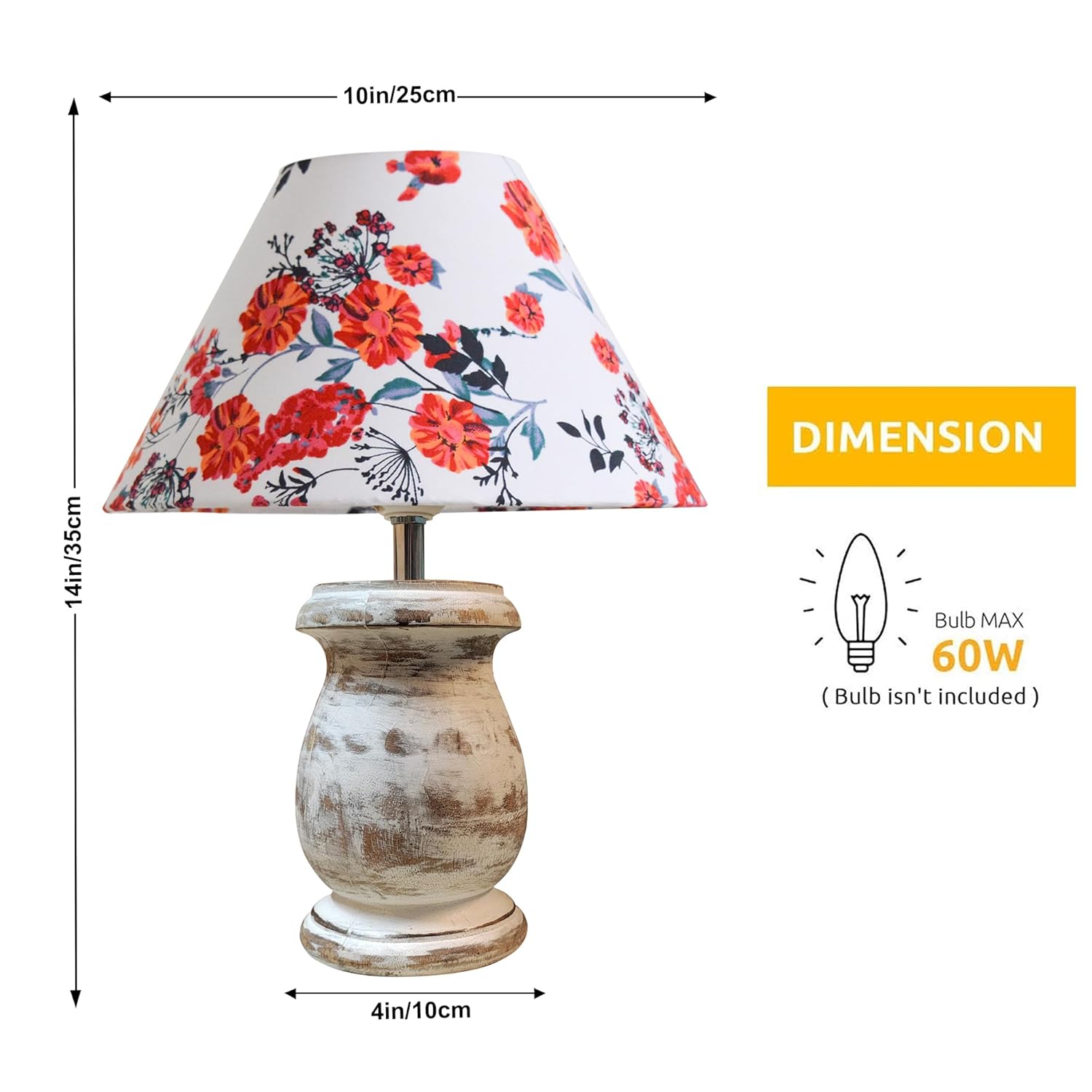 Dowel Antique White Mid Century Single Table Lamp for Living Room Farmhouse Linen Bedside Lamps for Bedroom Kids Room Dorm Office Marigold