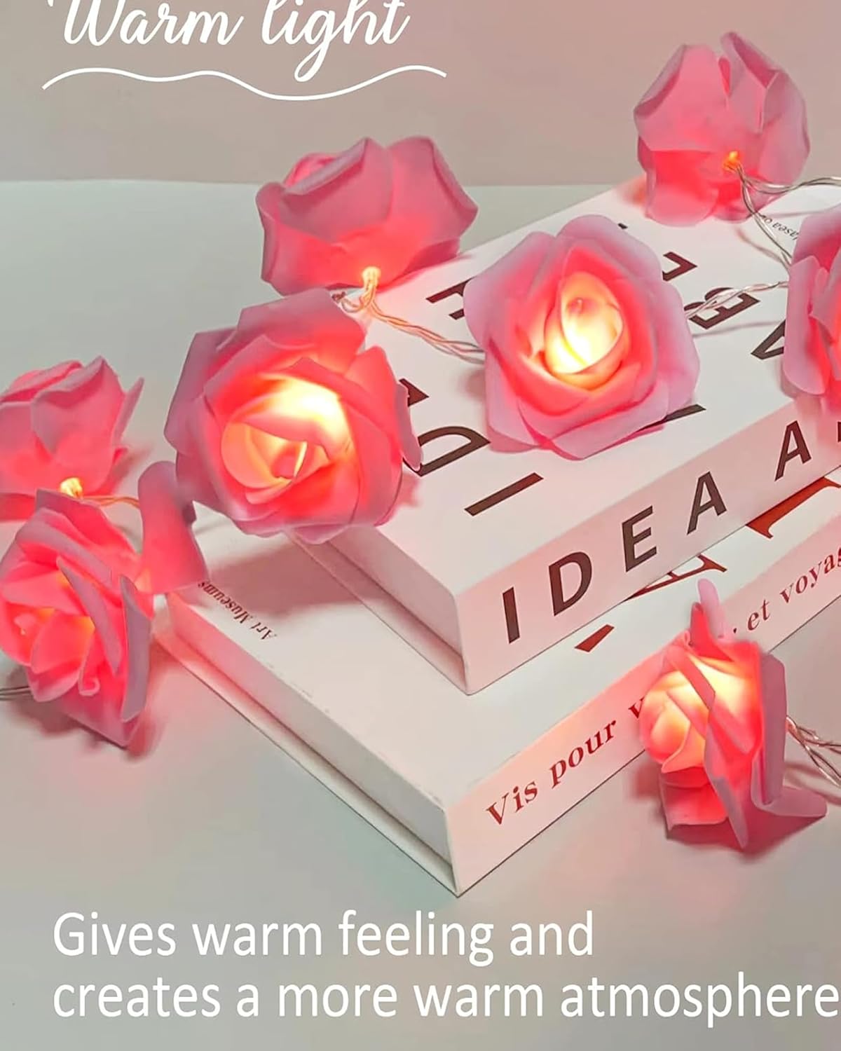 Rose Flower String Lights, 14 LED Electric Operated Romantic Rose Lights, 13Ft Artificial Flowers Garland Led Lights for Valentine's Day Wedding Indoor Outdoor Festival Party Decor Rani