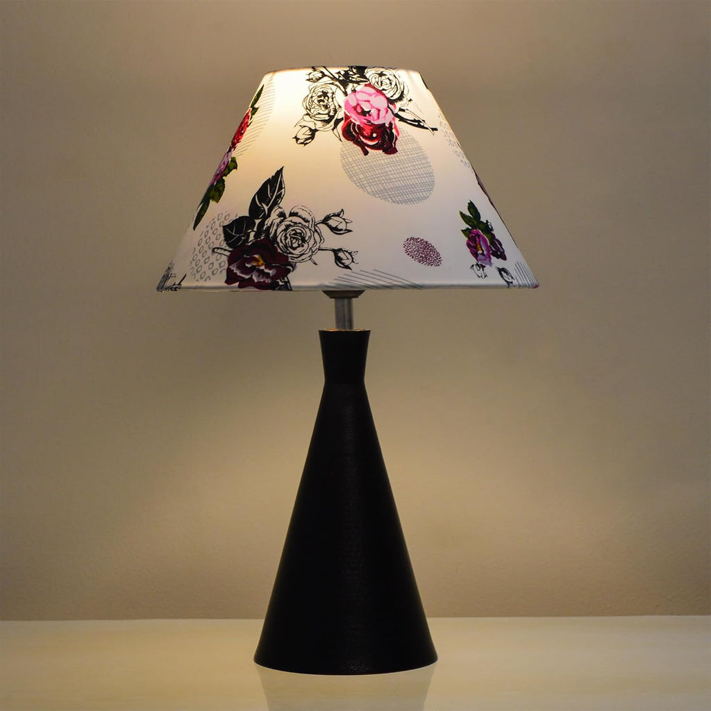 Black Metal Cone Table Lamp with ShadeTable Lamp for Home Decoration | 'Intriguingly Goth' Handcrafted Table Lamp for Living Room Bedroom, Entertainment Room, Office, Kitchen, Dining Rose