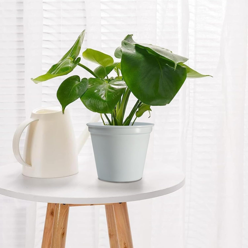 5 & 4 Inch Metal Planter Pots for Indoor Plants - Sturdy & Mordern Cylinder Plant Pot Matte White Plants Not Included