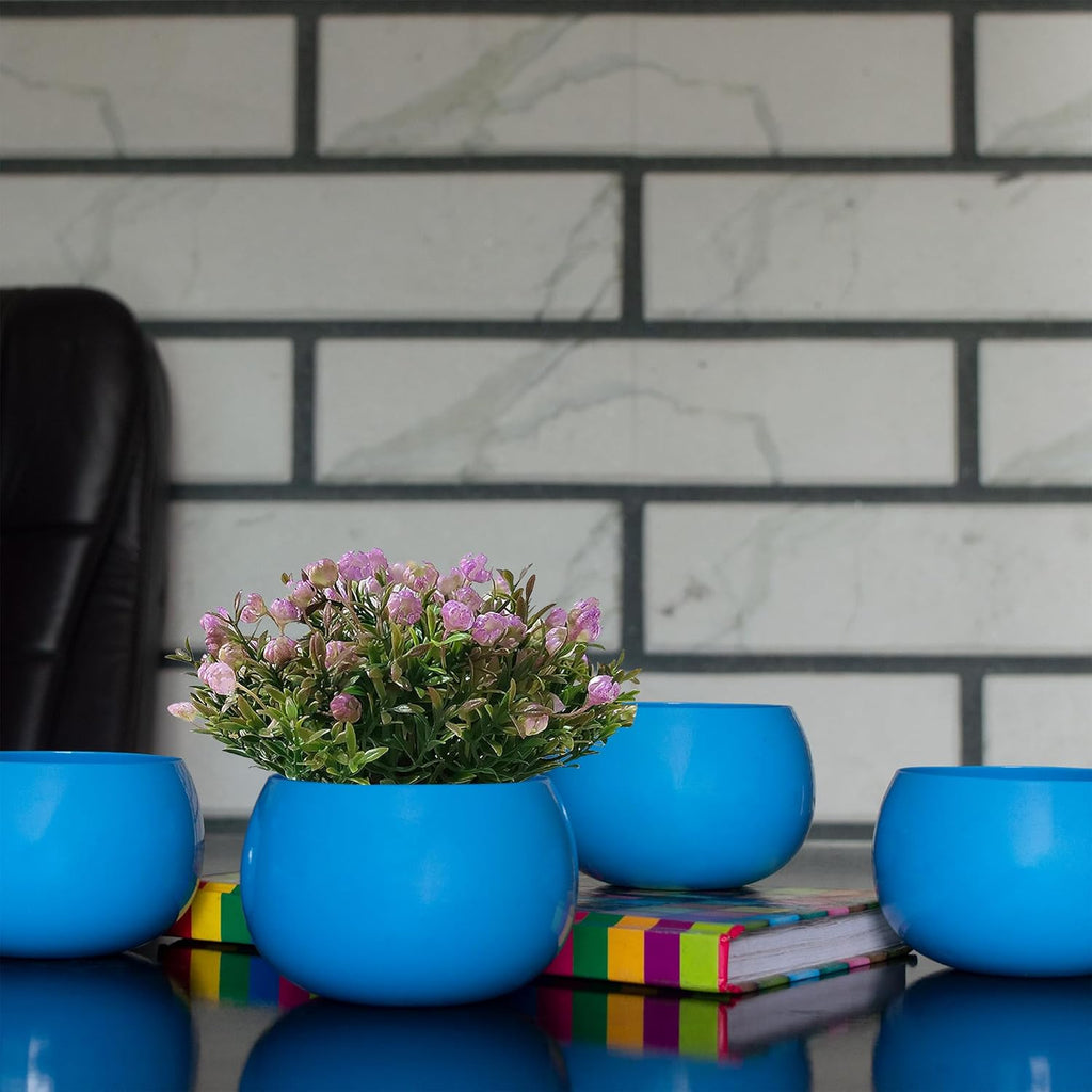 Flower Pot Plant Pots Round Metal Small PotsFlower Pots Solid Color Round Garden SuppliesPlanters with Drainage Holes Succulent Planting Pots House Plants, Succulents, Flowers Turquoise Set of 4