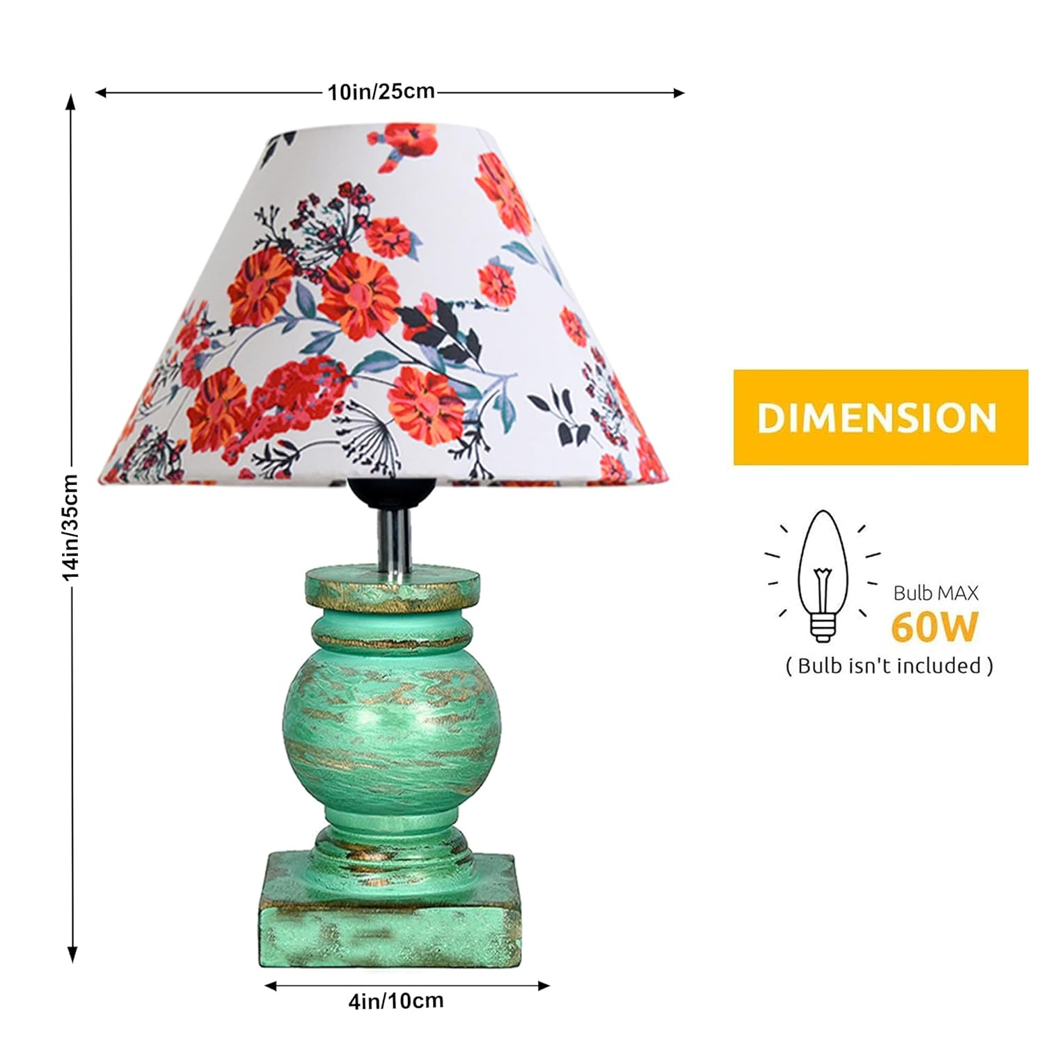 Antique Algae French Trophy Table Lamp for Bedroom Living Room Simple Retro Wood Grain Farmhouse Bedside Lamp Suitable for Nightstand Children's Room or University Dormitory Marigold