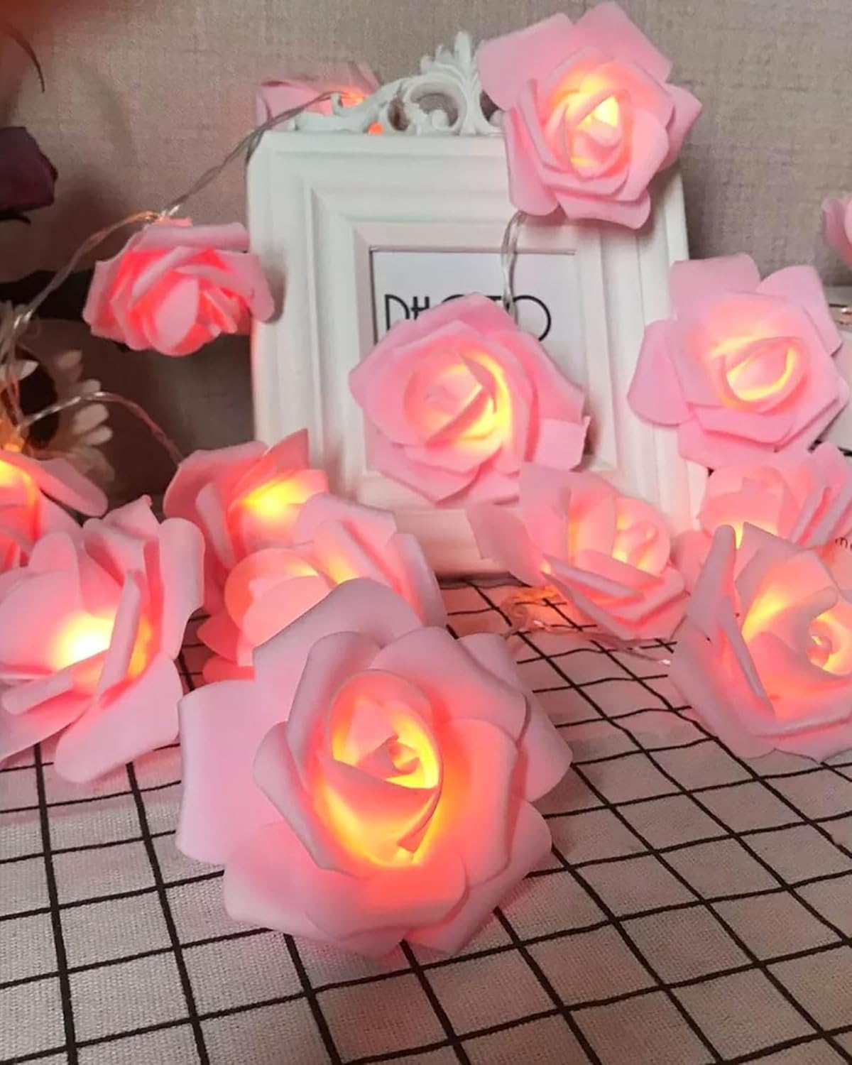 Rose Flower String Lights, 14 LED Electric Operated Romantic Rose Lights, 13Ft Artificial Flowers Garland Led Lights for Valentine's Day Wedding Indoor Outdoor Festival Party Decor Rani
