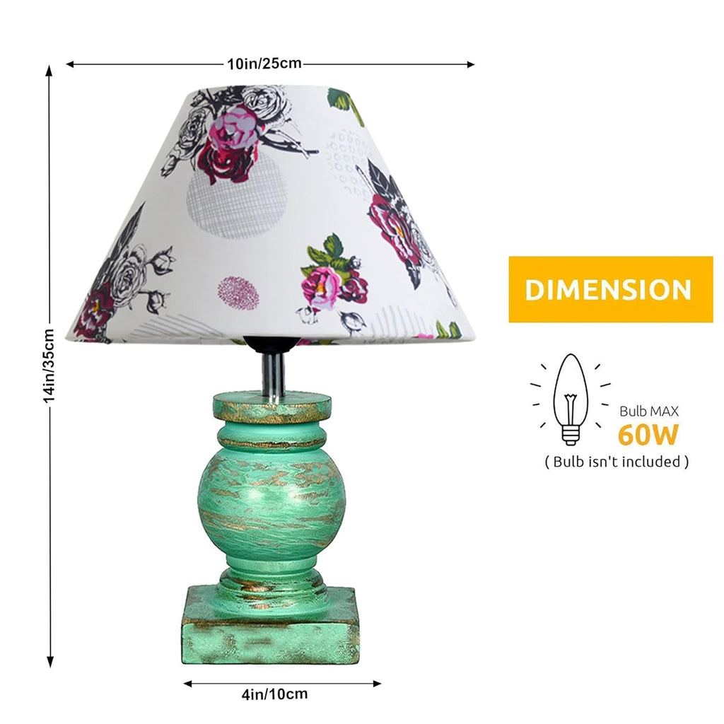 Antique Algae French Trophy Table Lamp for Bedroom Living Room Simple Retro Wood Grain Farmhouse Bedside Lamp Suitable for Nightstand Children's Room or University Dormitory Rose