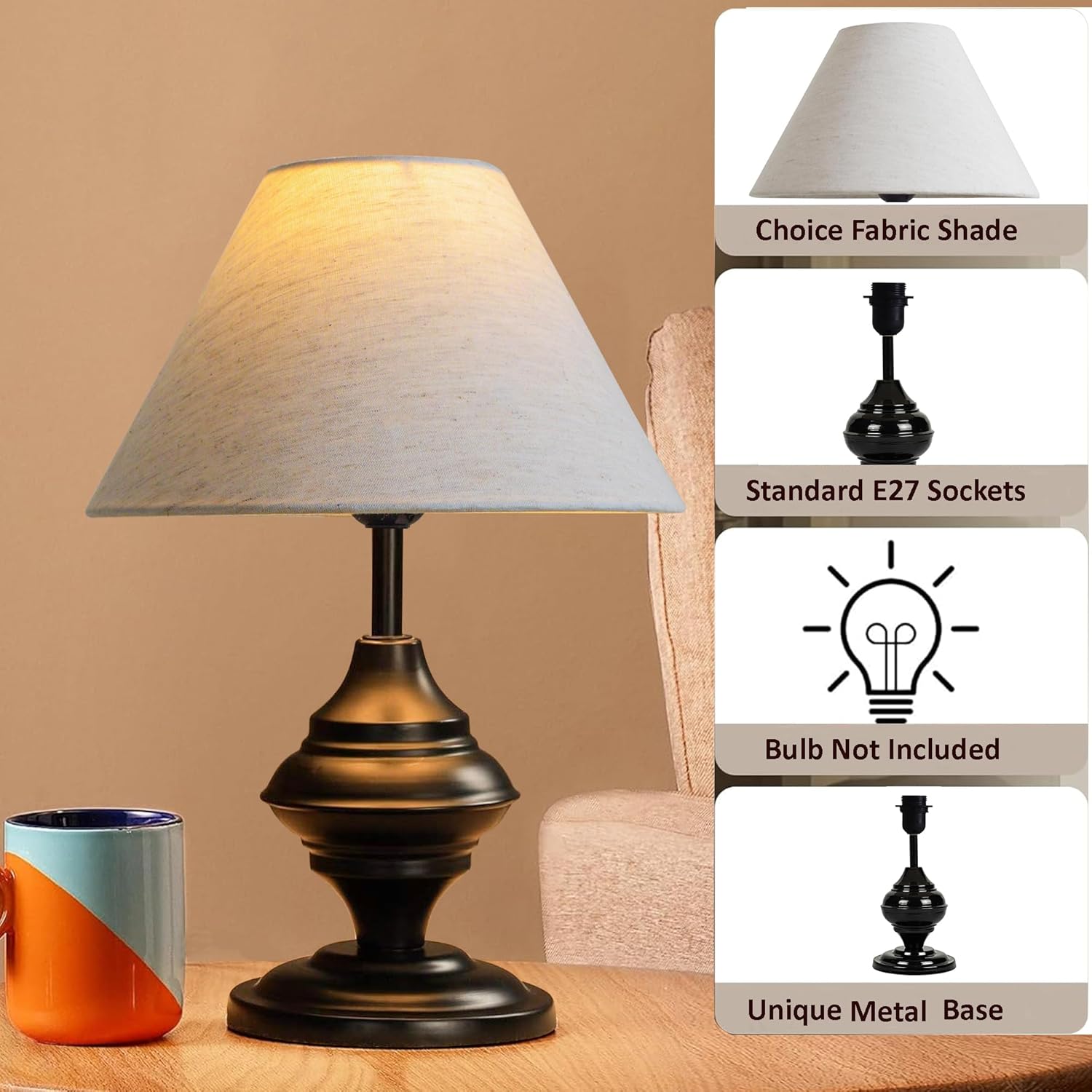 Traditional Style Danica Urn Egg Ball Table Lamp Decor for Living Room Bedroom House Bedside Nightstand Home Office Entryway Suitable for Decorating Small Areas Beige