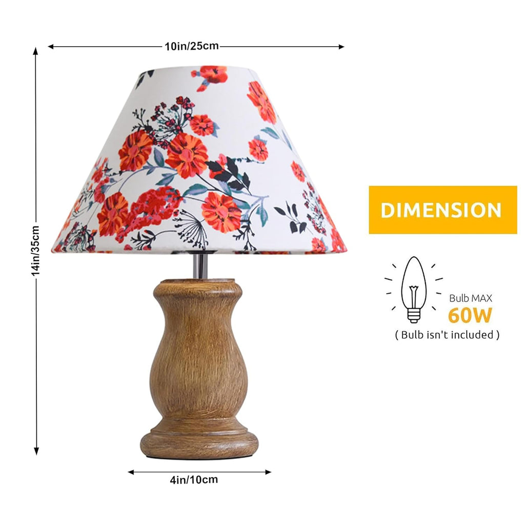 Mid Century Single Table Lamp for Living Room Farmhouse Linen Bedside Lamps for Bedroom Kids Room Dorm Office Dowel Walnut Marigold