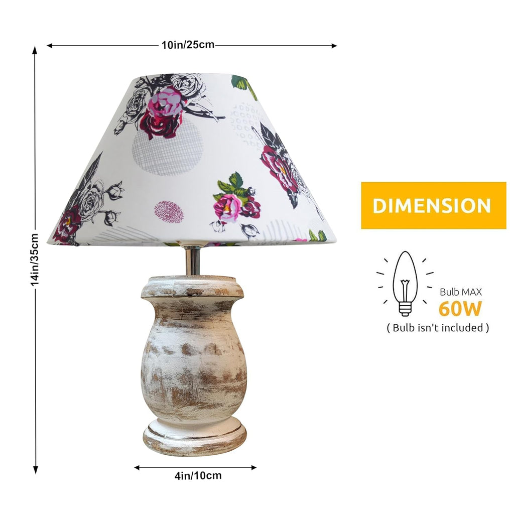 Dowel Antique White Mid Century Single Table Lamp for Living Room Farmhouse Linen Bedside Lamps for Bedroom Kids Room Dorm Office Rose