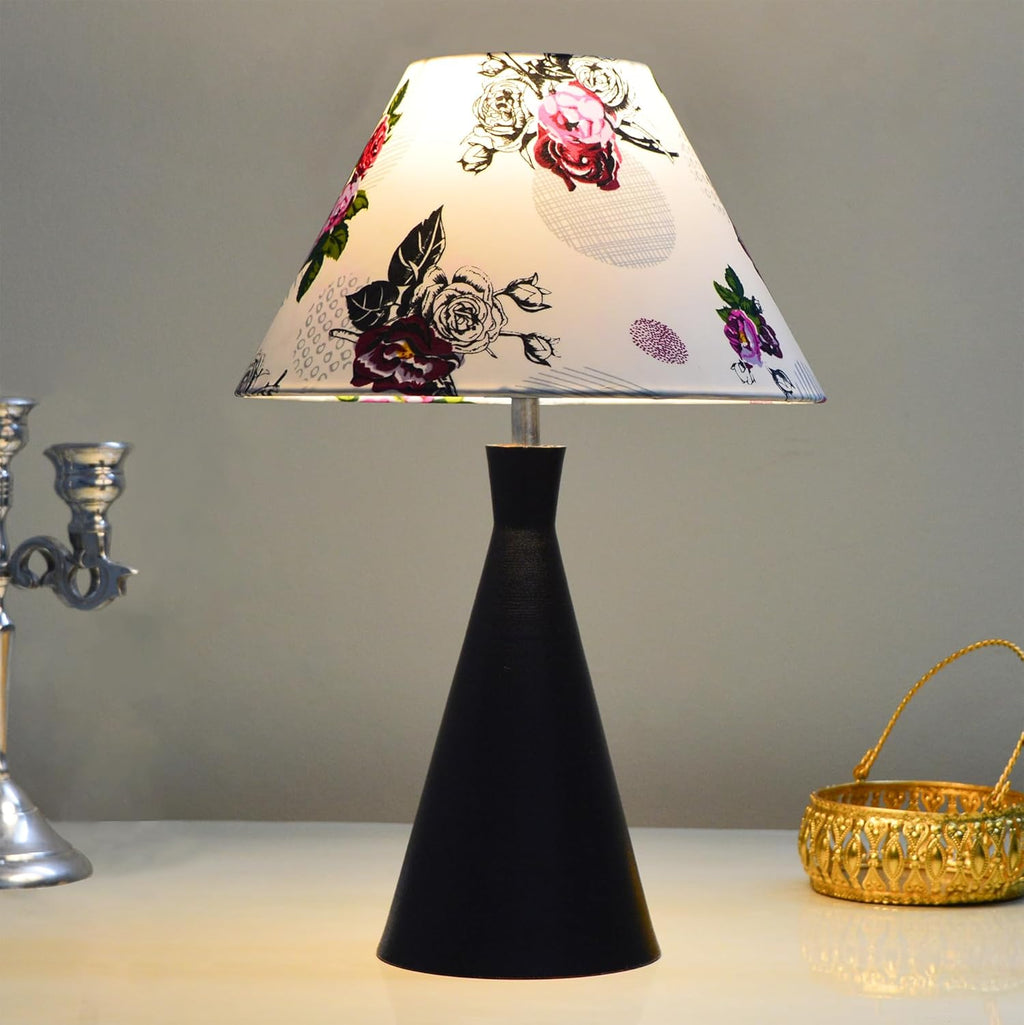 Black Metal Cone Table Lamp with ShadeTable Lamp for Home Decoration | 'Intriguingly Goth' Handcrafted Table Lamp for Living Room Bedroom, Entertainment Room, Office, Kitchen, Dining Rose