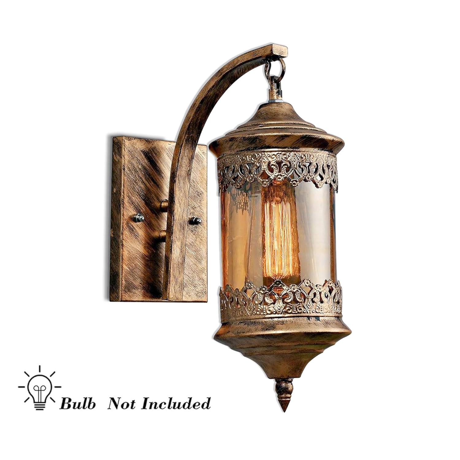 Wall Sconce,Oil Rubbed Bronze Wall Sconces,Retro Rustic Wall Lamps,Sconces Wall Lighting with Amber Glass,Indoor Vintage Bedside Wall Lighting for Living Room Bathroom Golden Farola