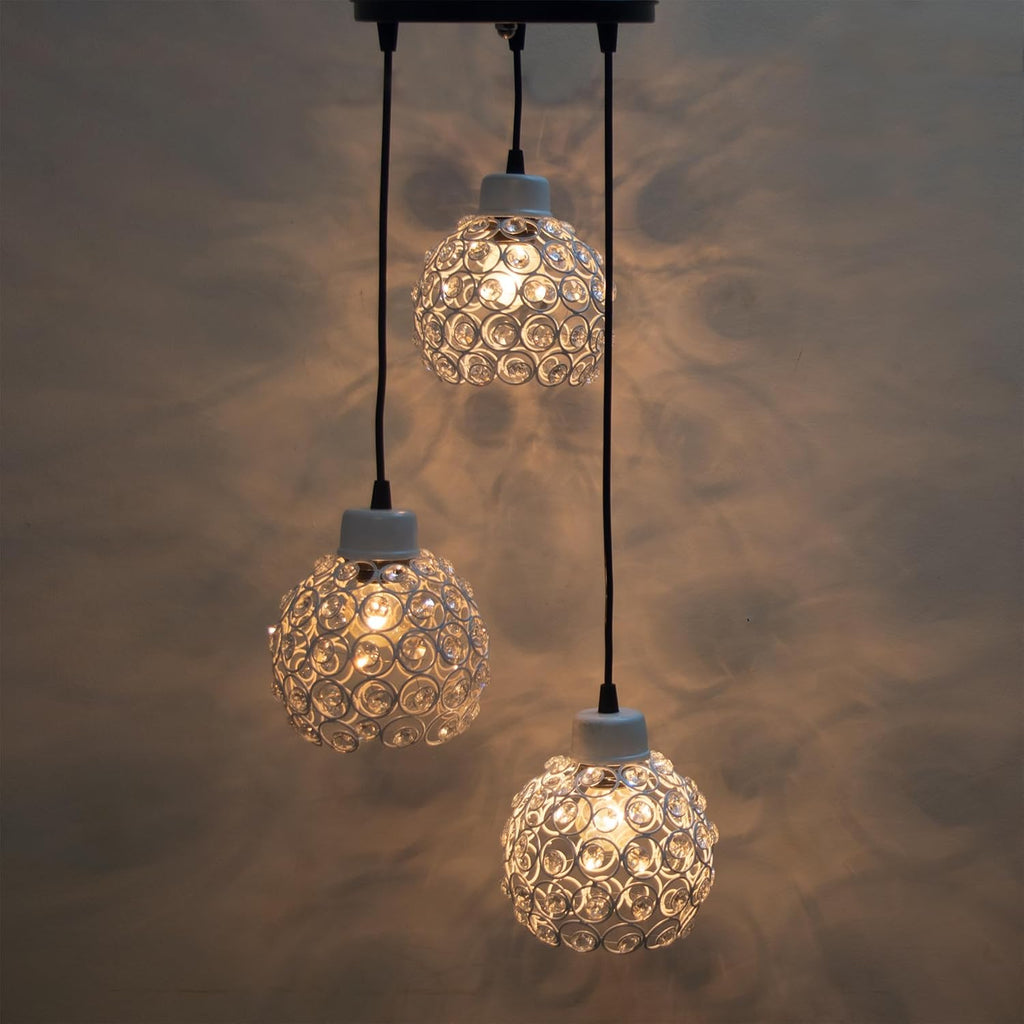 Modern Crystal Ball Pendant Light Shade Lampshade Jewel Ball Lamp Chandelier for Living Room Home Decor Living Room Cafe Pendant Lights Bar Stair Droplight White