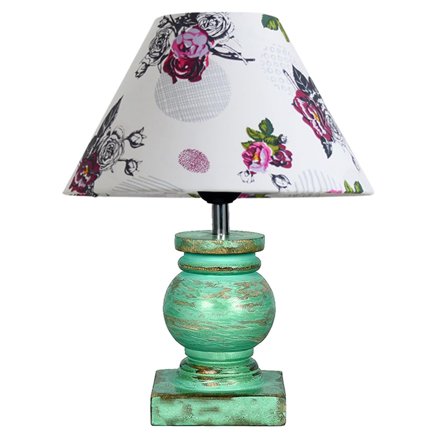 Antique Algae French Trophy Table Lamp for Bedroom Living Room Simple Retro Wood Grain Farmhouse Bedside Lamp Suitable for Nightstand Children's Room or University Dormitory Rose