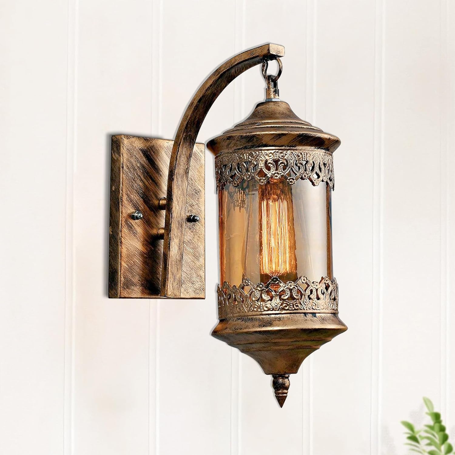 Wall Sconce,Oil Rubbed Bronze Wall Sconces,Retro Rustic Wall Lamps,Sconces Wall Lighting with Amber Glass,Indoor Vintage Bedside Wall Lighting for Living Room Bathroom Golden Farola