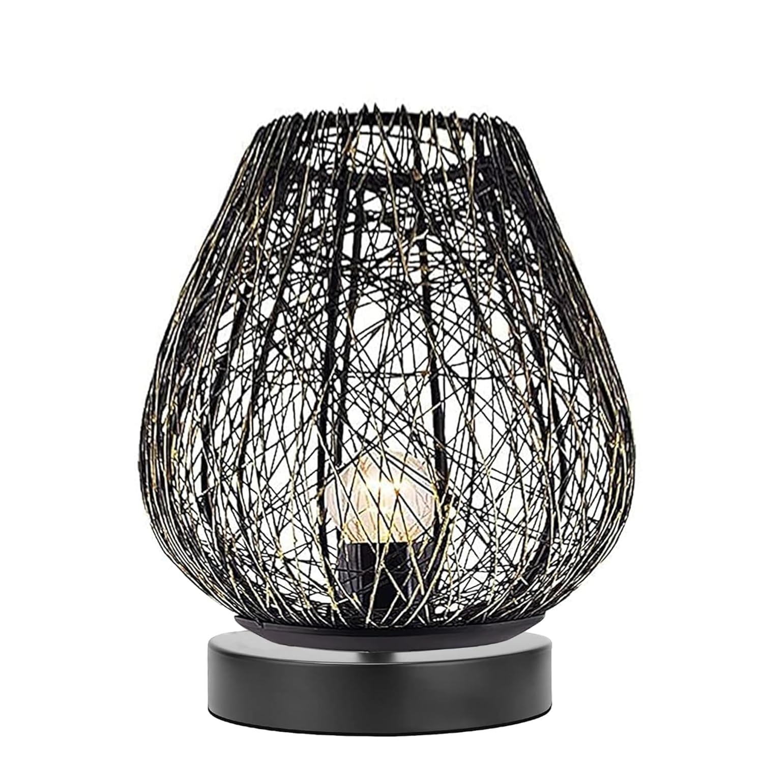 Metal Cage Table Lamp, Vintage Flame Table Lamp, Incandescent E27 Decorative Bedside Lamp Kitchen, Entryway, Bathroom, Bedside