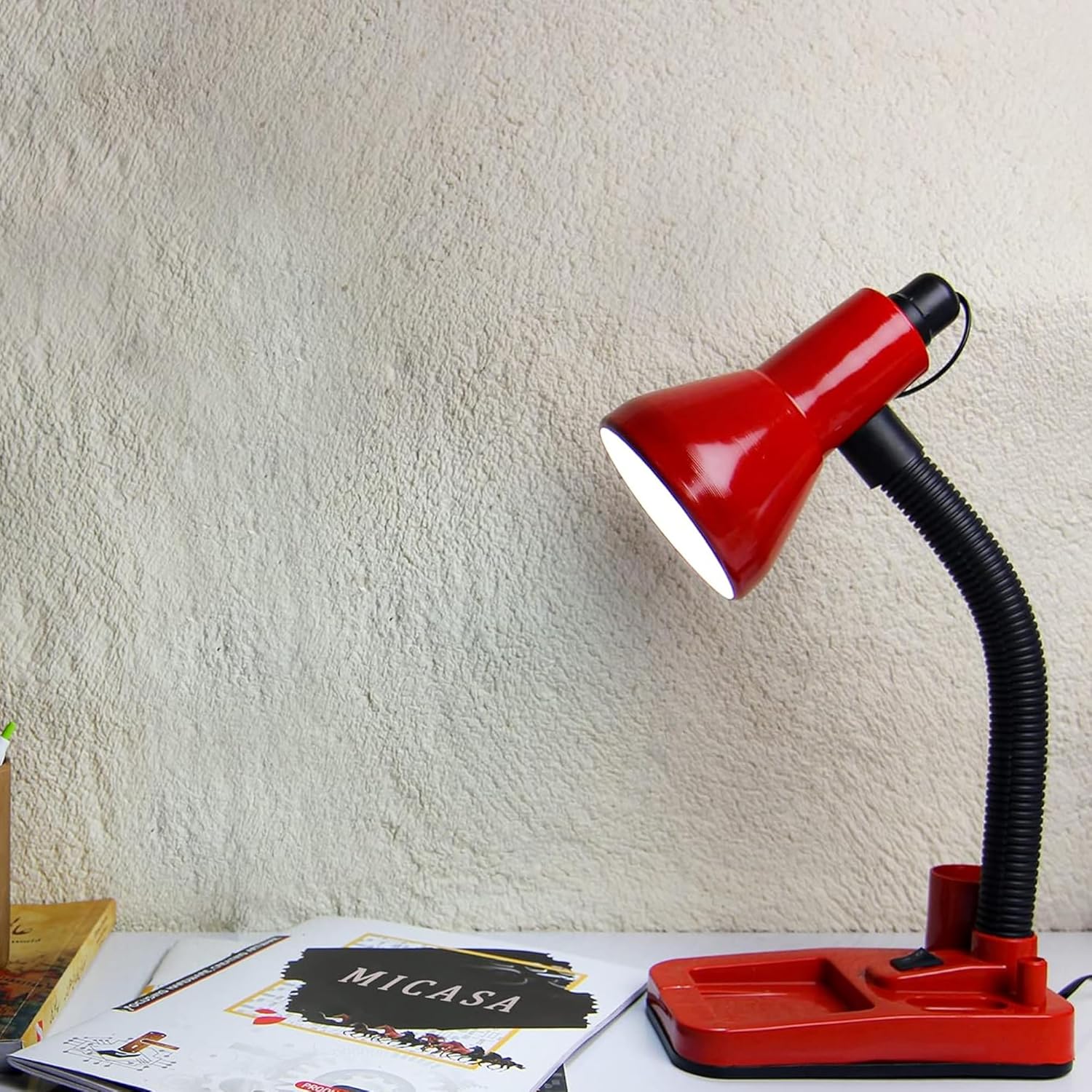 Stylish Red Adjustable LED Table Lamp For Home/Office/Study (Bulb Not Included