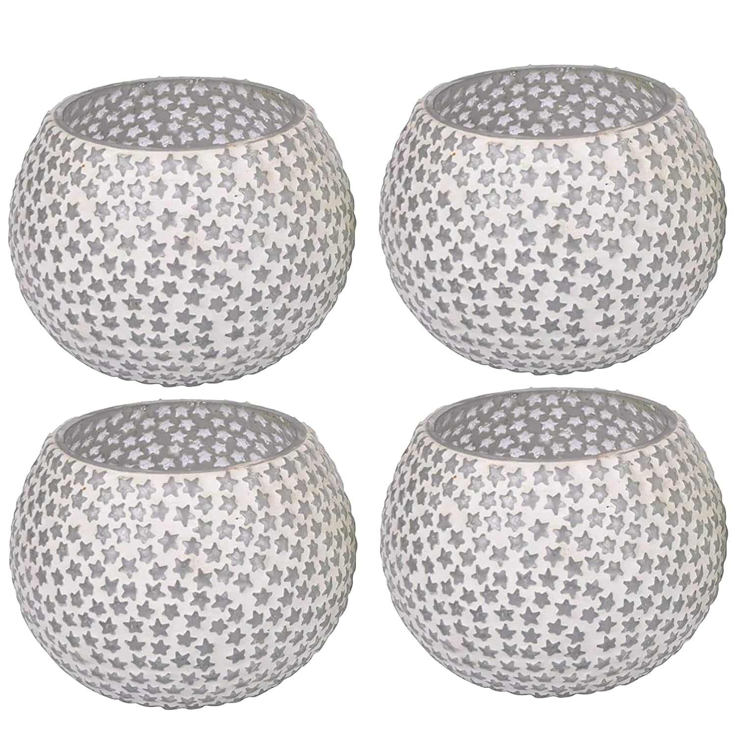 Set of 2 Moroccan Glass White Mosaic Tealight Candle Holder Mosaic Candle Holder, Diwali Candle Holder, tealight Holder, Candle Included Diwali Gift, Best Gift for Diwali, Diwali Decoration.