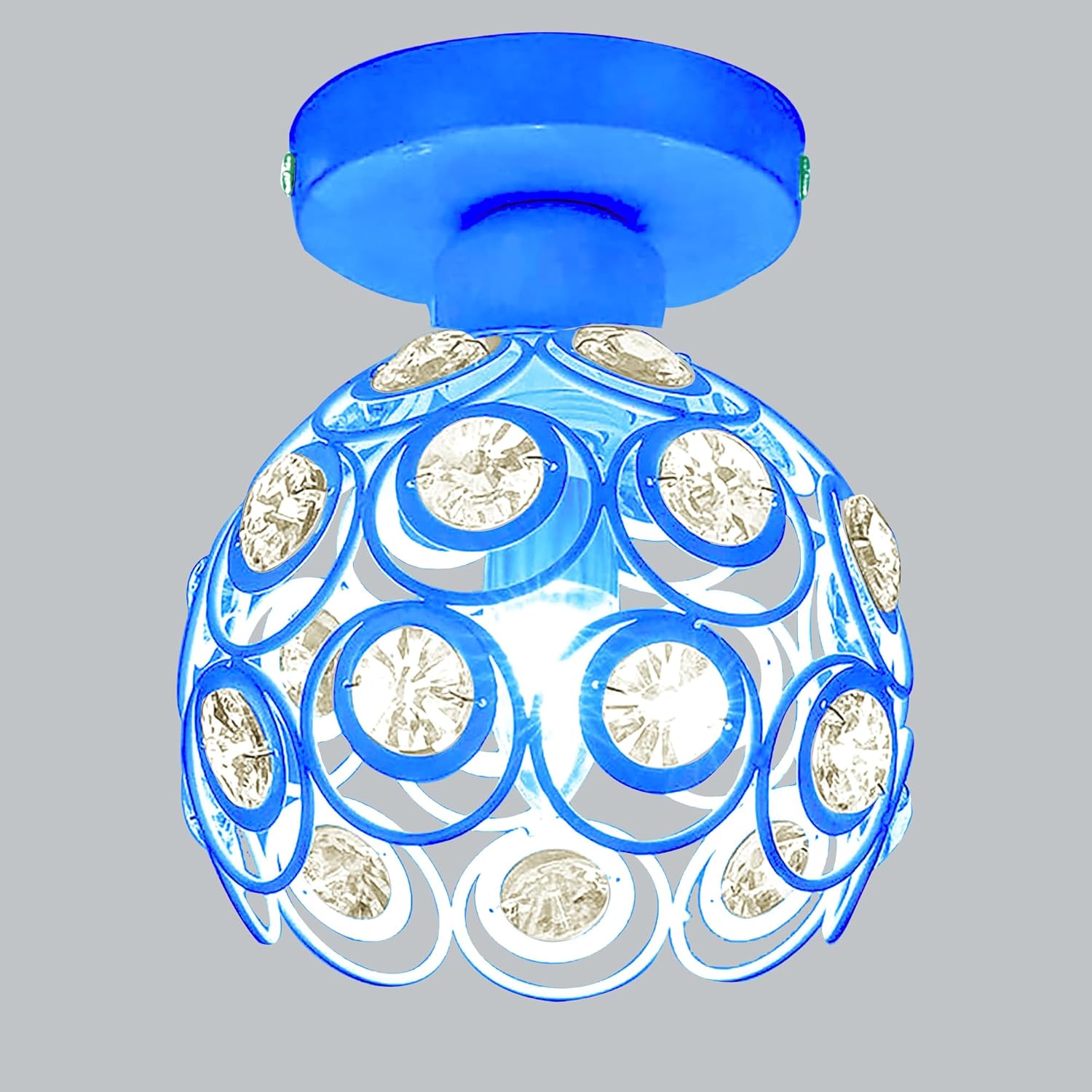 Modern Mini Chandelier Lamp, Crystal Ceiling Light, Semi-Flush Mount Corridor Lights Lamp for Bedroom Turquoise