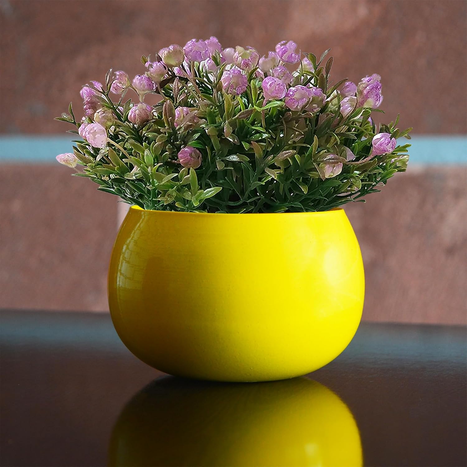 Flower Pot Plant Pots Round Metal Small PotsFlower Pots Solid Color Round Garden SuppliesPlanters with Drainage Holes Succulent Planting Pots House Plants, Succulents, Flowers Yellow