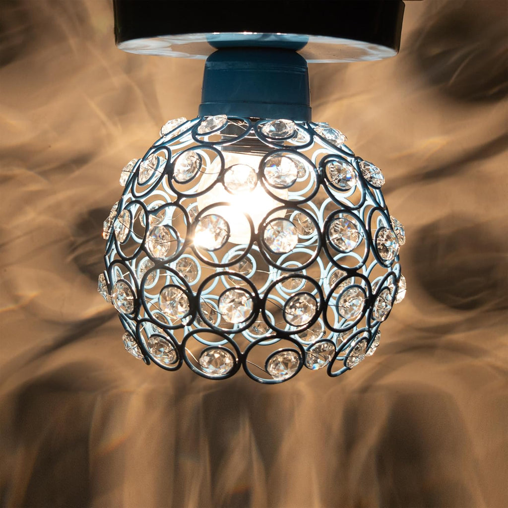 Modern Mini Chandelier Lamp, Crystal Ceiling Light, Semi-Flush Mount Corridor Lights Lamp for Bedroom Turquoise