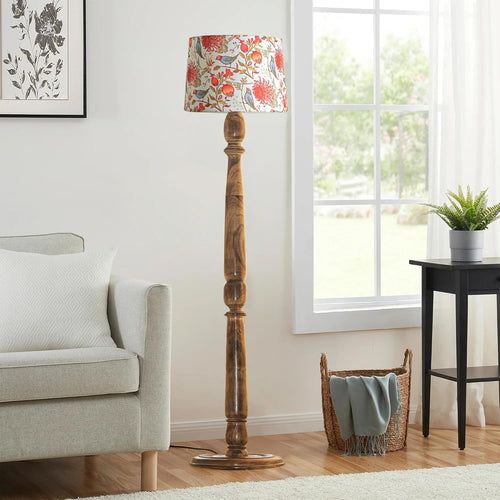 Classic Chic Vintage Stand Floor Lamp with Multicolor Taper Lamp Shade | Light Decoration for Home | Living Room & Bedroom Bedside Floor Lamp | Wooden Floor Lamp Round Rim Bird