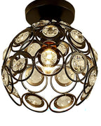 Modern Mini Chandelier Lamp, Crystal Ceiling Light, Semi-Flush Mount Corridor Lights Lamp for Bedroom Black